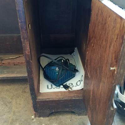LOT 423: Vintage Watchmakers Bench with A Large Collection of Watch Making Accessories & More
