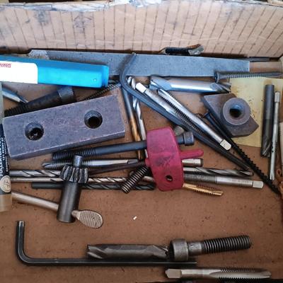 LOT 424: Basement Finds- Large Collection of Topls, Machinist Lathe Cutting Bits, Drill Bits & More