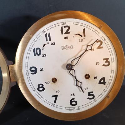 LOT 427: Salem Ship's Bell Clock and Barometer w/ Taylor Barometer & Stockburger Ship's Bell Clock