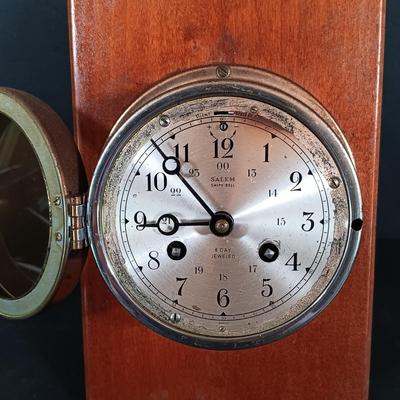 LOT 427: Salem Ship's Bell Clock and Barometer w/ Taylor Barometer & Stockburger Ship's Bell Clock