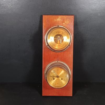 LOT 427: Salem Ship's Bell Clock and Barometer w/ Taylor Barometer & Stockburger Ship's Bell Clock