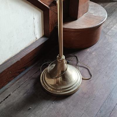 LOT 428: MCM Book Shelf with Brass Floor Lamp, Taylor Thermometer and Vintage Books