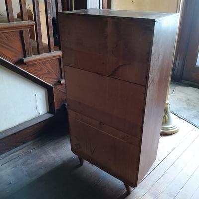LOT 428: MCM Book Shelf with Brass Floor Lamp, Taylor Thermometer and Vintage Books