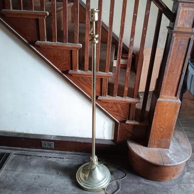 LOT 428: MCM Book Shelf with Brass Floor Lamp, Taylor Thermometer and Vintage Books