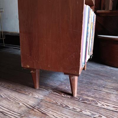 LOT 428: MCM Book Shelf with Brass Floor Lamp, Taylor Thermometer and Vintage Books