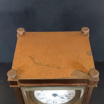 LOT 430: Adoria Wood and Glass Mantel Clock w/ 2 Metal and Glass Mantel Clocks