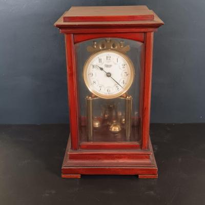 LOT 430: Adoria Wood and Glass Mantel Clock w/ 2 Metal and Glass Mantel Clocks