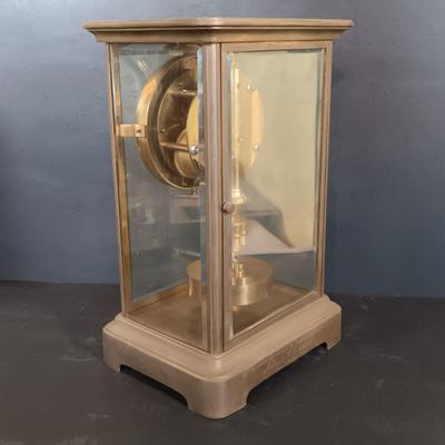 LOT 430: Adoria Wood and Glass Mantel Clock w/ 2 Metal and Glass Mantel Clocks