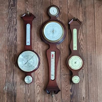 LOT 431: Set of (3) Banjo Style Barometers