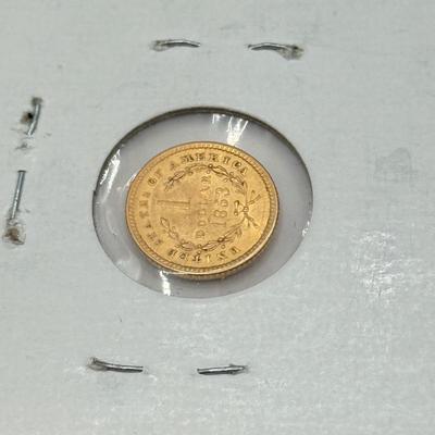 LOT 450J: Antique 1853-P US Philadelphia Liberty Head Type 1 Gold Dollar (90% Gold, 10% Copper)