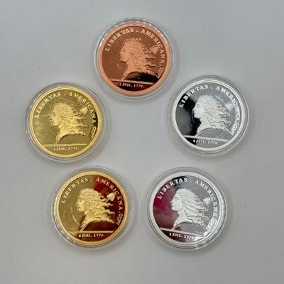 LOT 451J: USA 1776 / 1781 Libertas Americana Medals in Plastic Cases