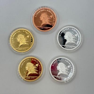 LOT 451J: USA 1776 / 1781 Libertas Americana Medals in Plastic Cases