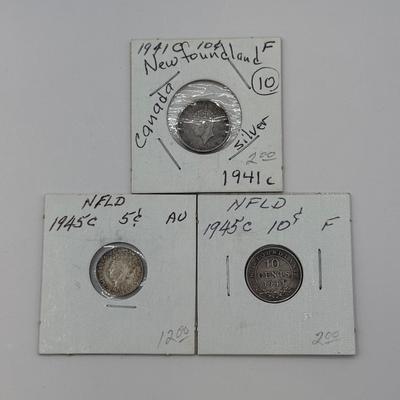LOT 460J: 1890-1945 Newfoundland One, Five & Ten Cent Coins