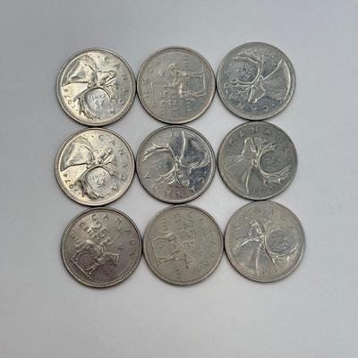 LOT 463J: 1970s Canadian Twenty-Five Cent Coins Quarters