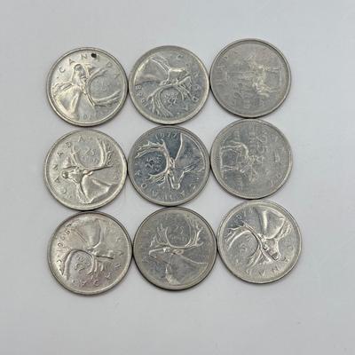 LOT 463J: 1970s Canadian Twenty-Five Cent Coins Quarters