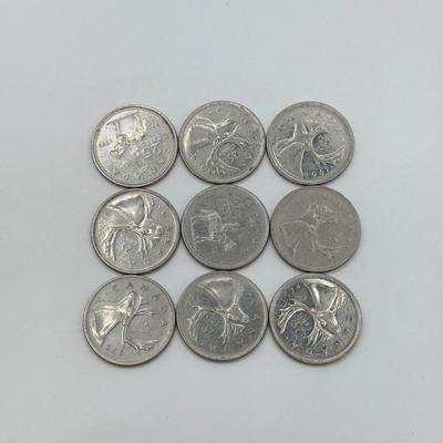 LOT 463J: 1970s Canadian Twenty-Five Cent Coins Quarters