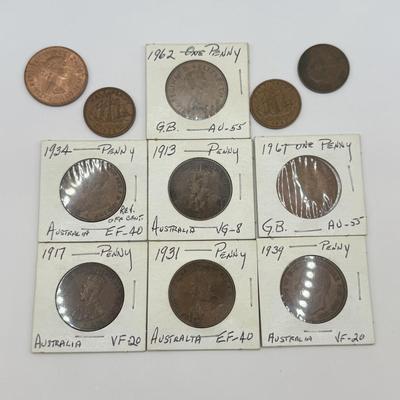 LOT 497J: 1900s Great Britain Penny One Cent Coins
