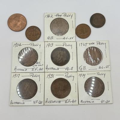 LOT 497J: 1900s Great Britain Penny One Cent Coins