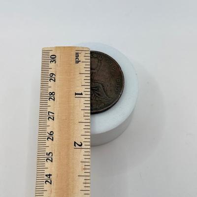 LOT 504J: Antique 1853 Bronze Queen Victoria British Penny