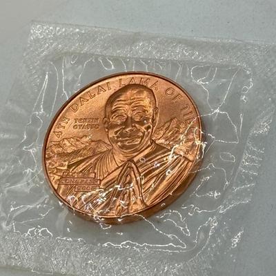 LOT 505J: Commemorative US Congress 2006 4th Dalai Lama of Tibet Copper Coin/Medallion