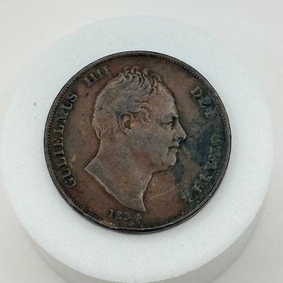 LOT 507J: 1834 King William IV Great Britain Penny Copper Coin