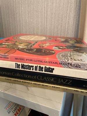 Record albums with bookcase