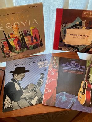 Record albums with bookcase