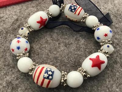 Art Glass July Bracelet old Glory
