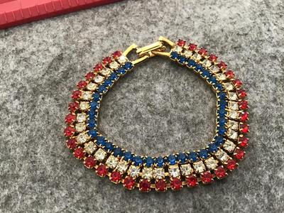 Red White Blue Rhinestone Bracelet