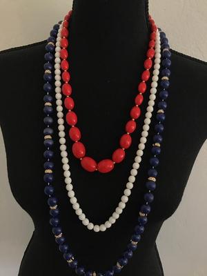 Red White Blue Vintage Necklaces