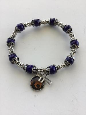 Unmarked blue stretchy cross charm bracelet