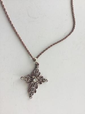 Beautiful 1928 marked cross rose gold necklace