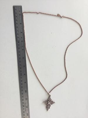 Beautiful 1928 marked cross rose gold necklace