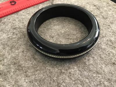 Silver Chain in lay Black Bangle