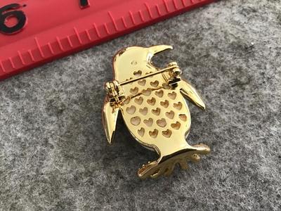 Penguin Rhinestone and Faux Pearl Brooch