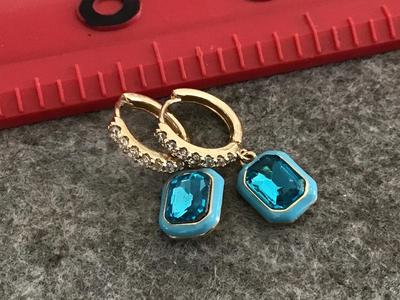 Dainty Aqua Blue Rhinestone Earrings