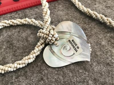 Hand Crafted Indonesia Boho Shell. Heart Necklace