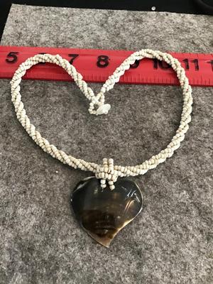 Hand Crafted Indonesia Boho Shell. Heart Necklace