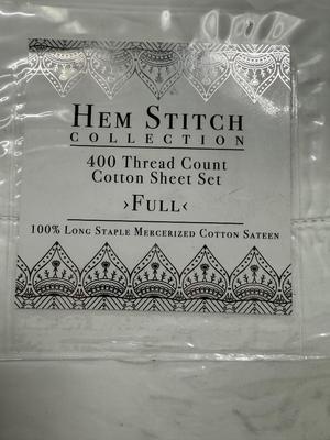 Hem Stitch Collection Full Cotton sheet set NEW