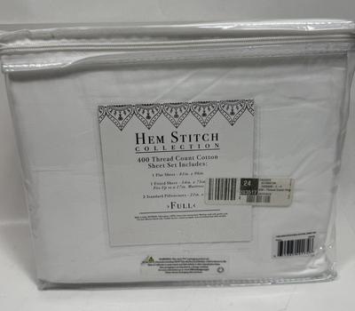 Hem Stitch Collection Full Cotton sheet set NEW