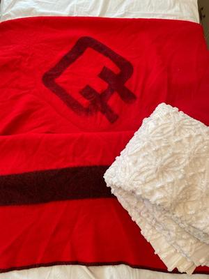 Kenwood Ramcrest wool blanket & chenille twin bedspread