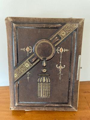 Antique leather raised embossed photo album