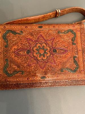 Leather Hand tooled ensemble – purse, wallet, and key holder