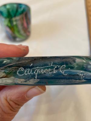 Kosta Boda (Erik Hoglund) orange bull bowl,signed art glassm