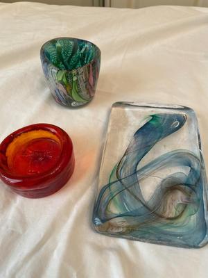 Kosta Boda (Erik Hoglund) orange bull bowl,signed art glassm