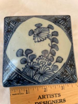 Antique Chinese Blue Porcelain Trinket Box