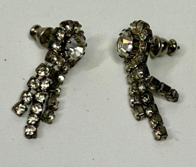Vintage Rinestone Earrings for Pierced Ears and Matching Rhinestone 14" Necklace