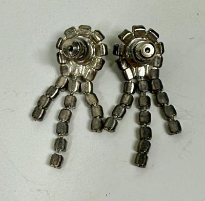 Vintage Rinestone Earrings for Pierced Ears and Matching Rhinestone 14" Necklace
