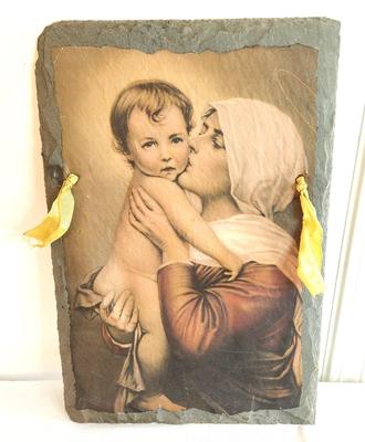 Lot #1 Antique Slate Artwork - Madonna & Child