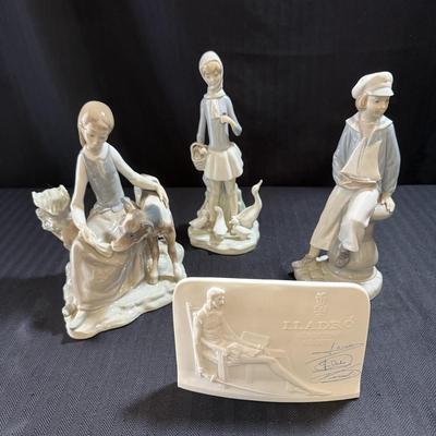 Three Lladro Figurines & Collector’s Society Plaque (O-HS)